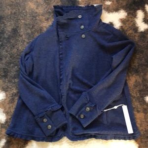 NWT Blue Fabric Jacket with Ruffles